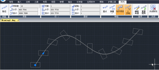 CAD阵列类型：路径阵列